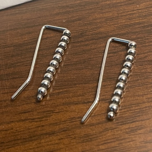 Sterling silver bead ear climber earrings - Picture 1 of 4